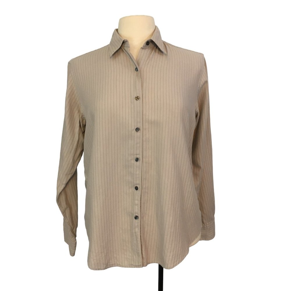 Brooks 346 Womens Drab Beige Button Front Shirt, Top, Medium, 42 Bust